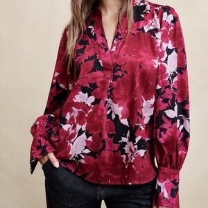 Banana Republic CREPE VOLUME-SLEEVE BLOUSE
